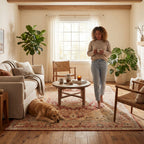 Elarin Traditional Medallion Washable Rug | Red