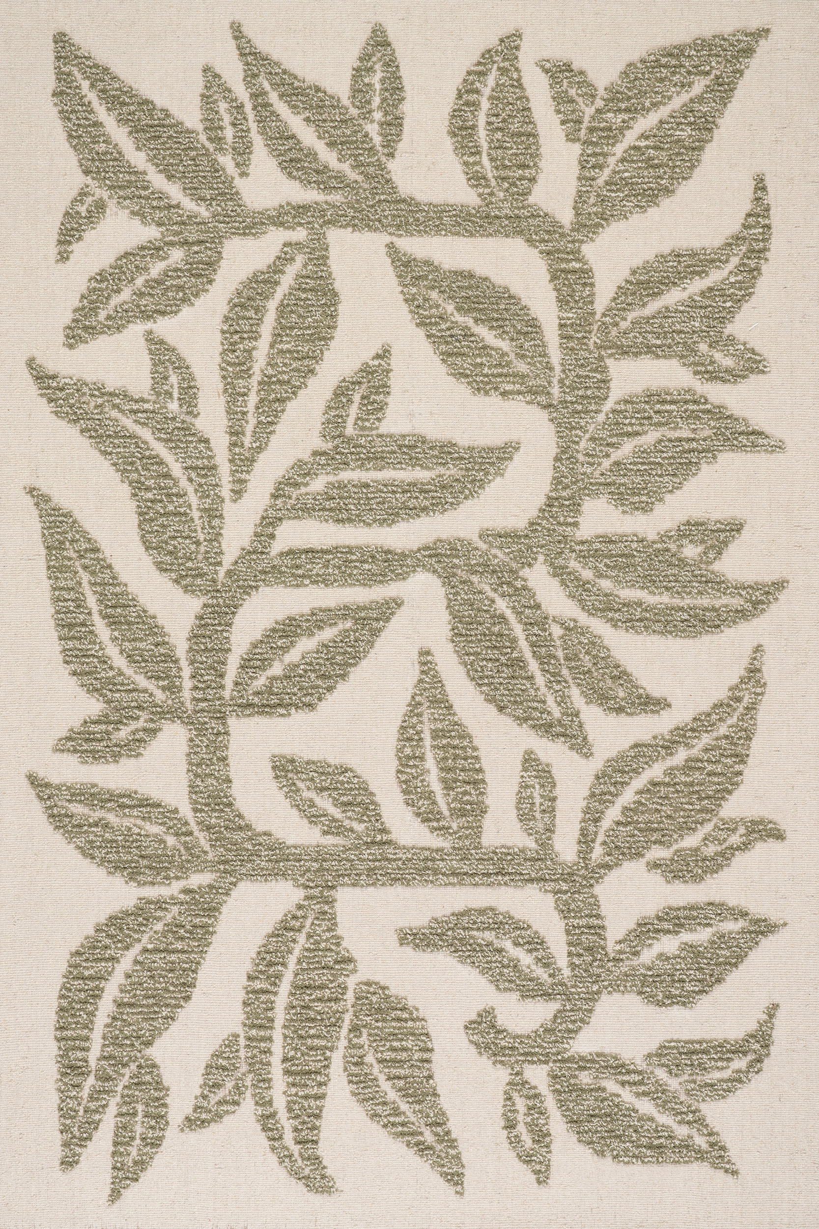 Sage Bohemian Floral Wool Rug | Green