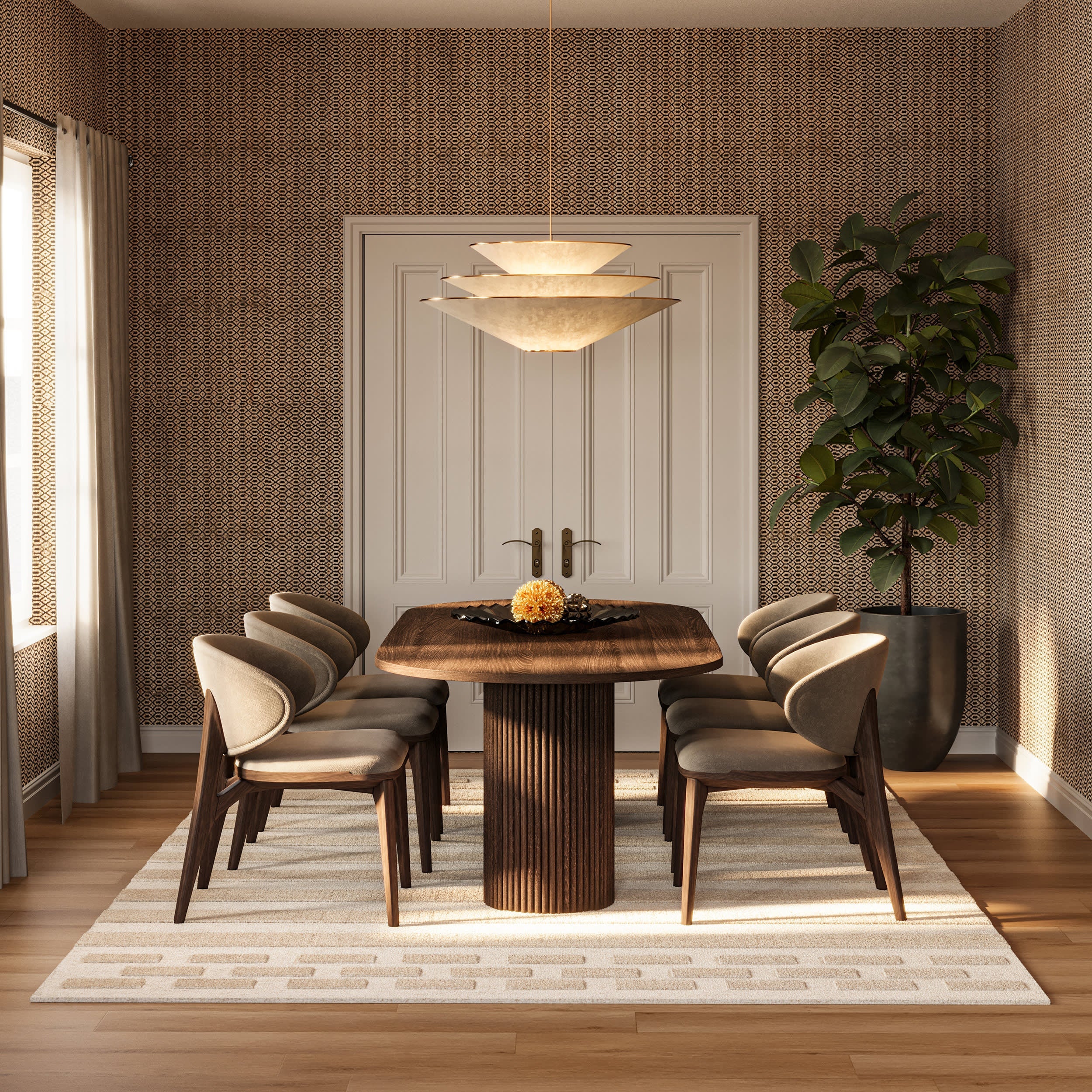 Hazel Bohemian Striped Wool Rug | Ivory Main image