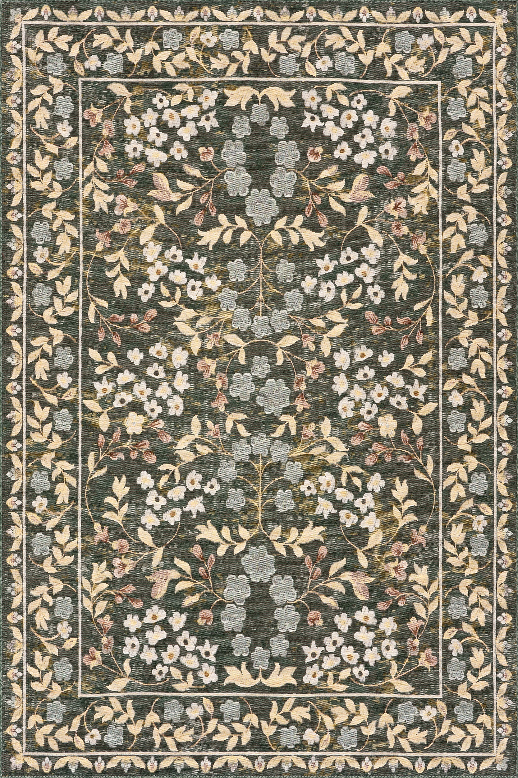 Sanaya Transitional Floral Indoor/Outdoor Rug | Green Main image