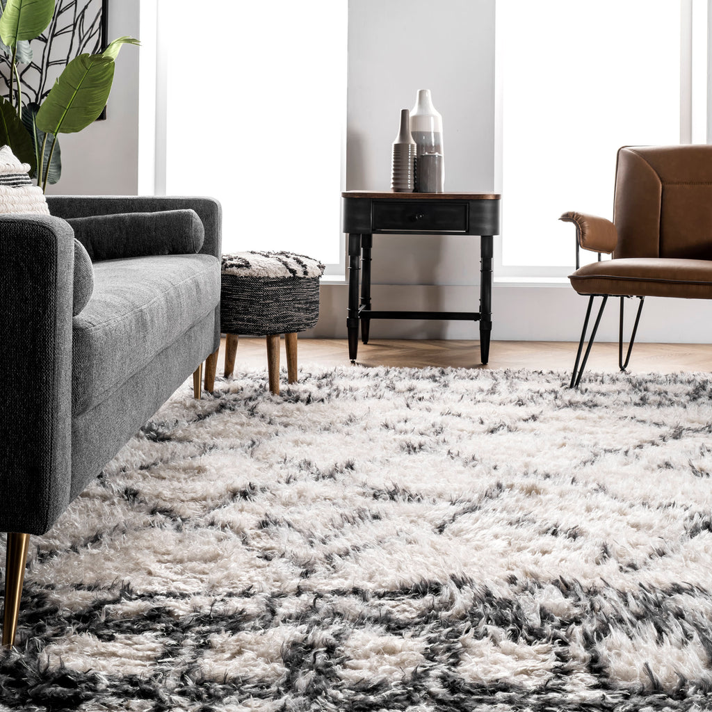 Riffian Lattice Shag Rug | Beige