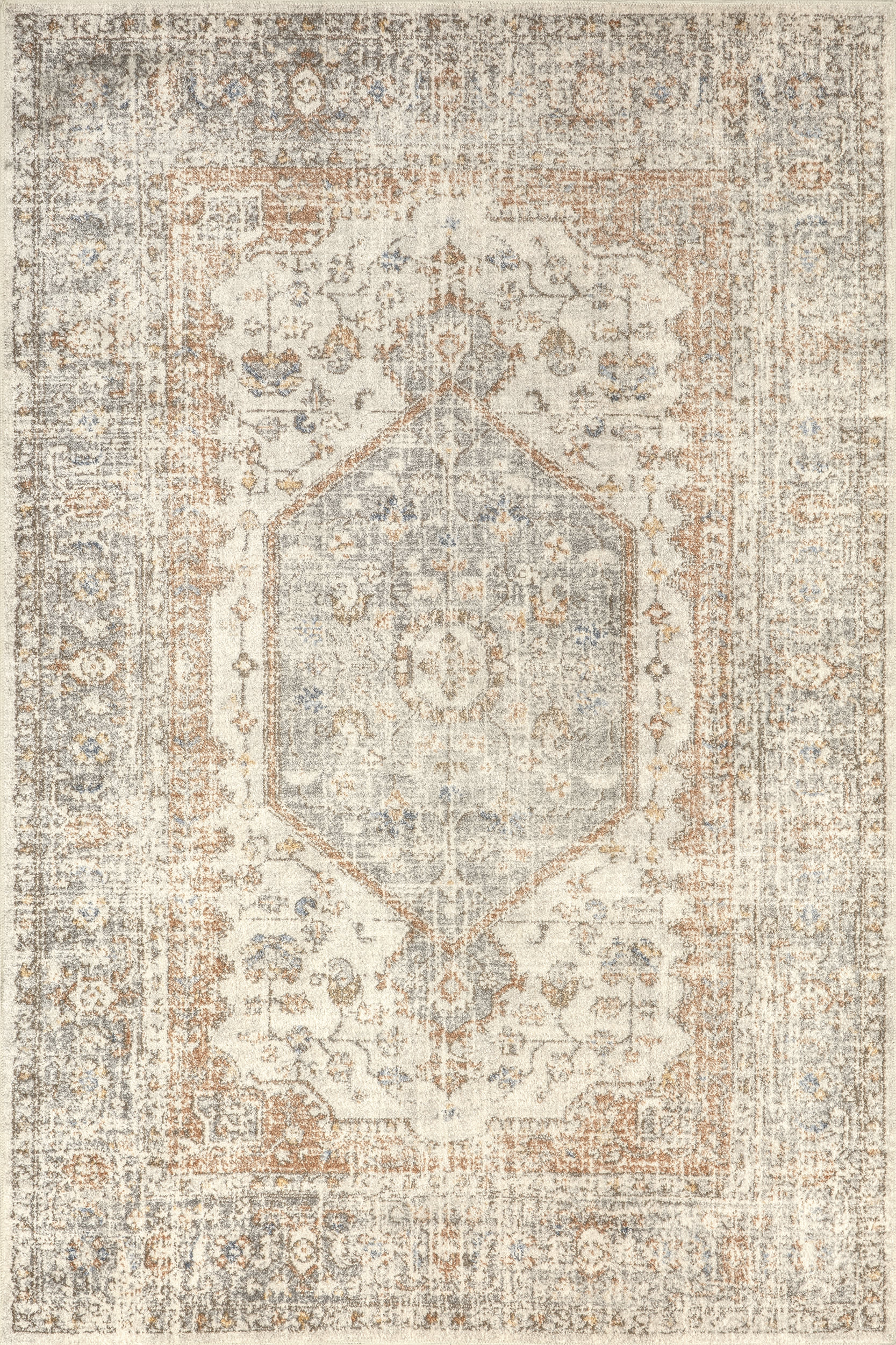 Vintage Medallion Washable Rug | Light Grey Main image