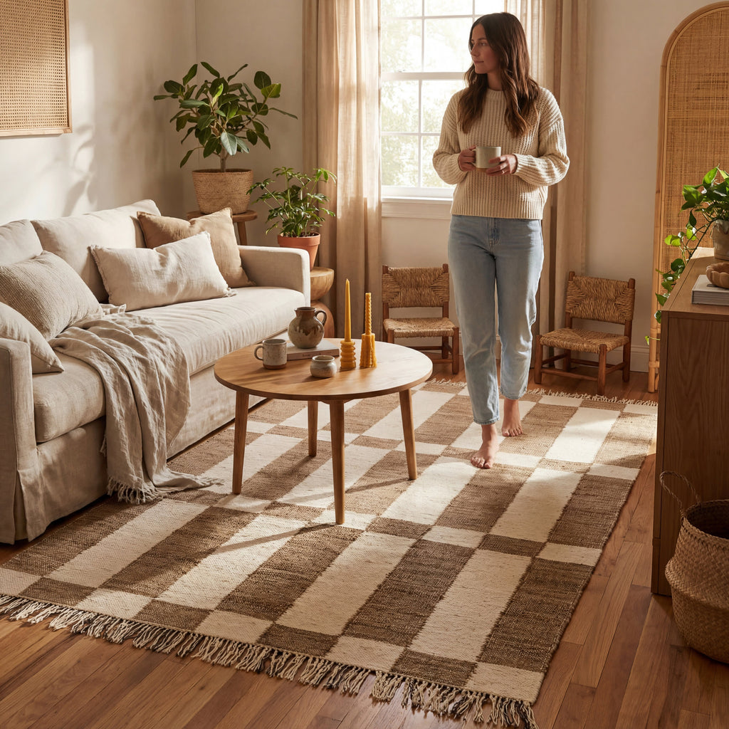 Tierra Jute Modern Farmhouse Rug | Brown