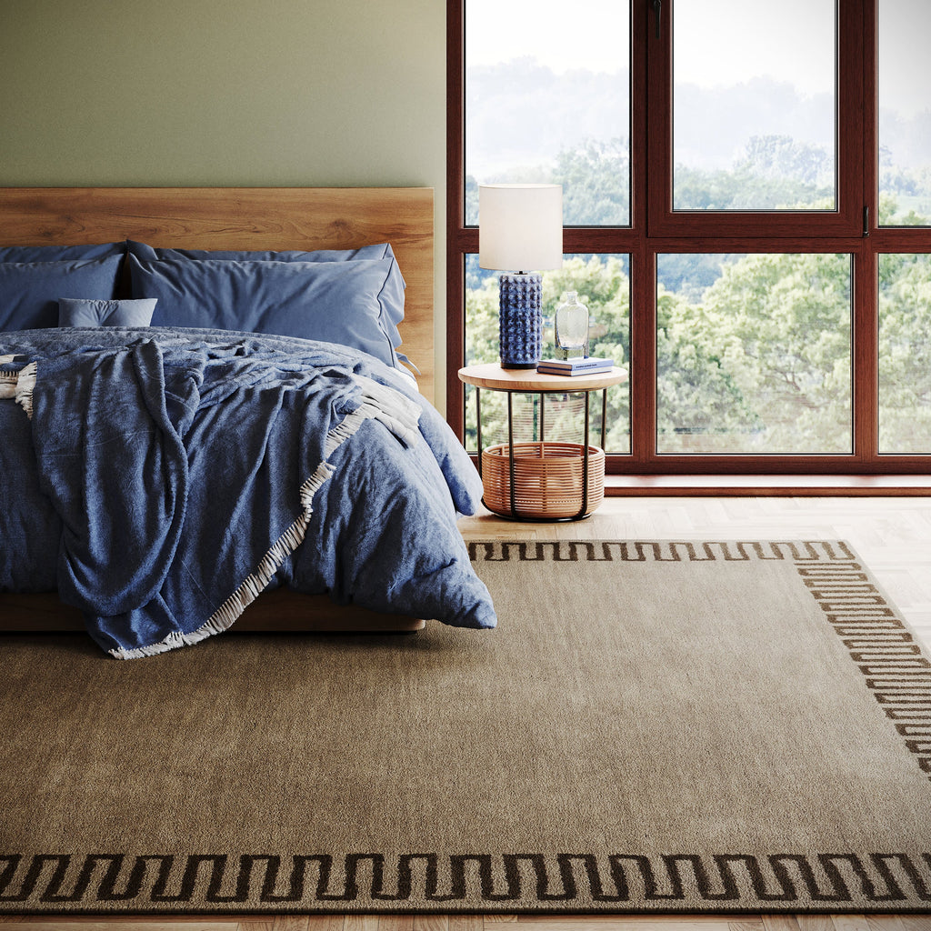 Taya Modern Bordered Rug | Olive