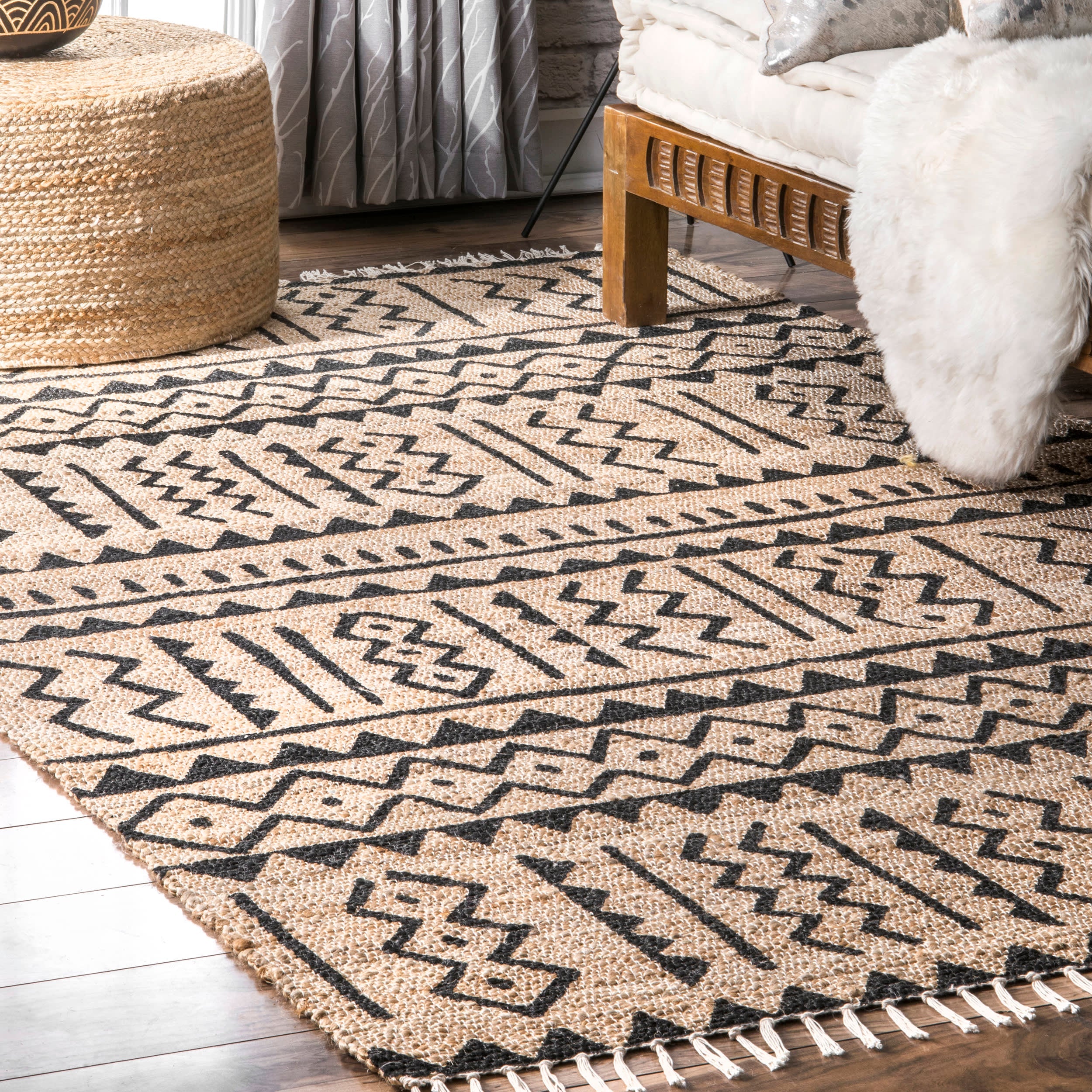 Jute-Blend Tasseled Rug | Natural