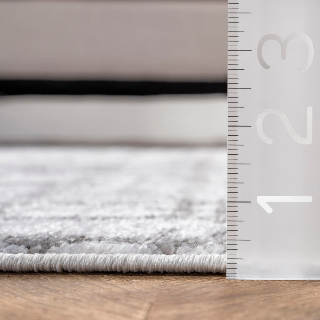 Aspen Distressed Crosshatch Rug | Light Grey