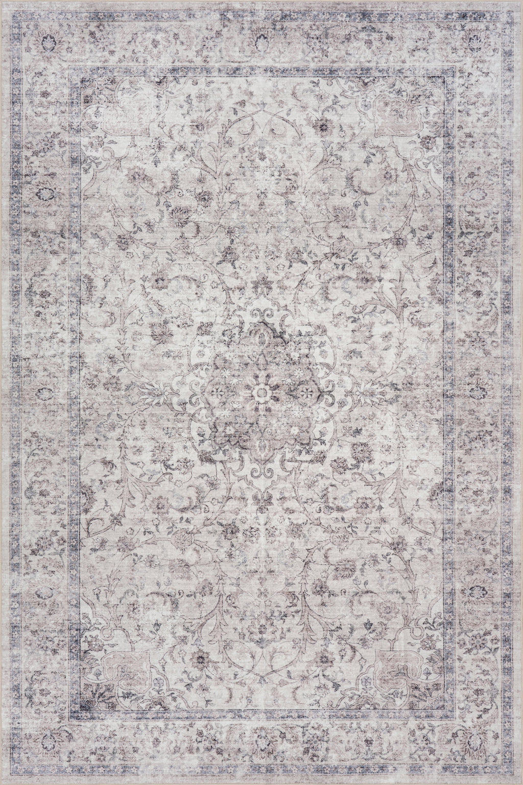 Clanese Oriental and Persian Washable Rug | Grey