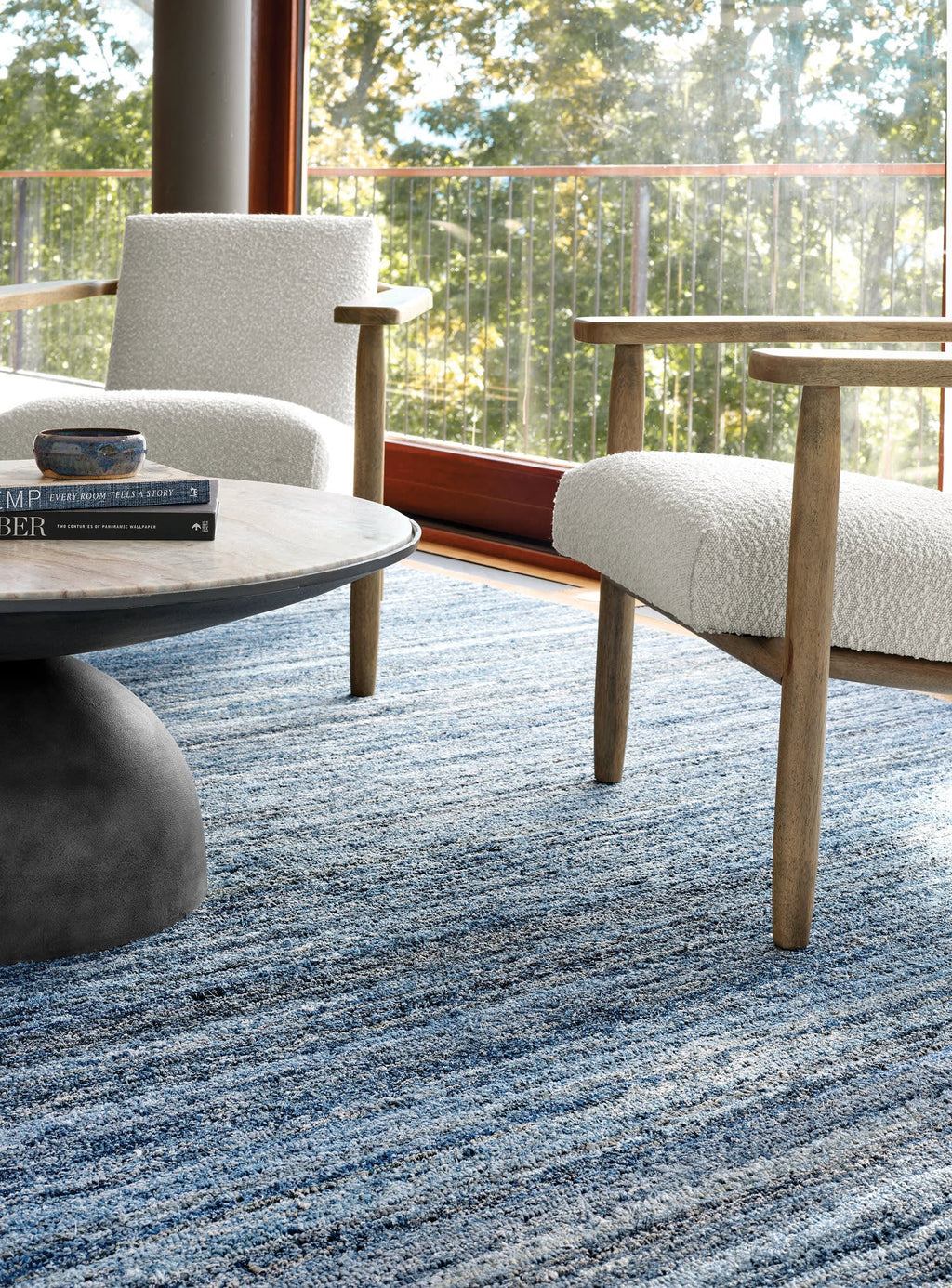 Denim Chindi Hand Hooked Cotton Rug | Blue