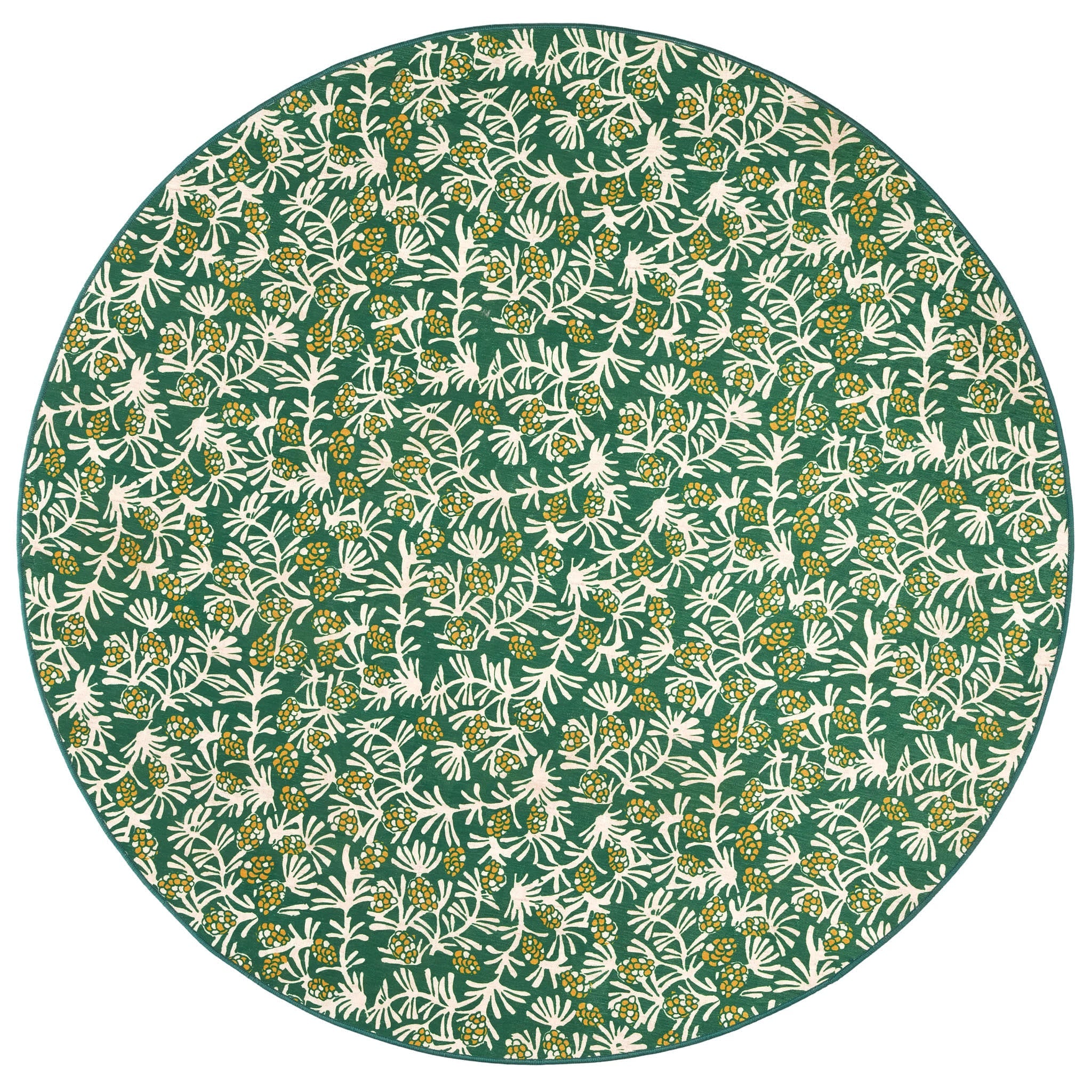 Winter Pinecones Machine Washable Rug | Green