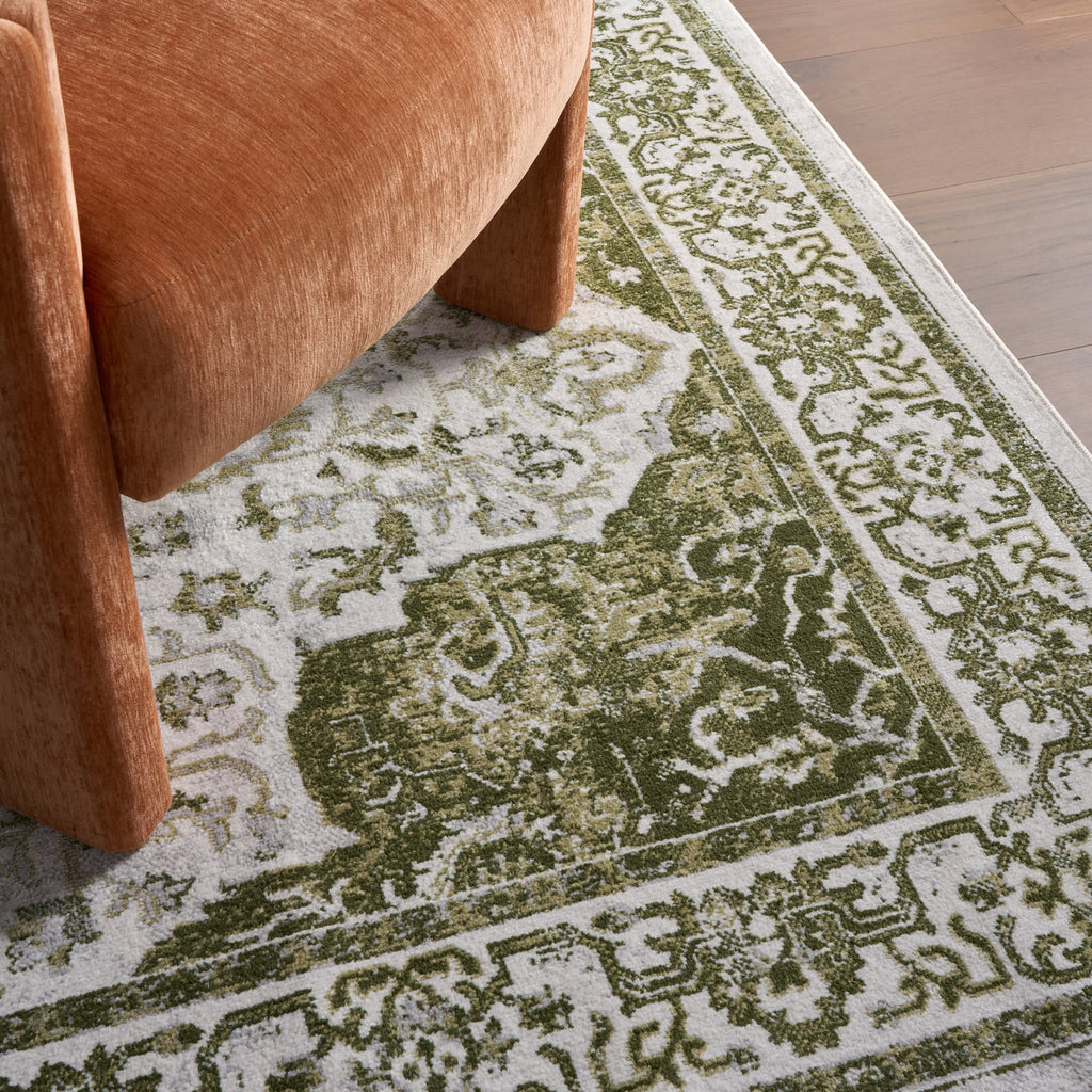 Charlisa Washable Faded Snowflake Rug | Green