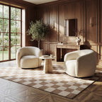 Calina Modern Checkered Indoor Wool Rug | Taupe