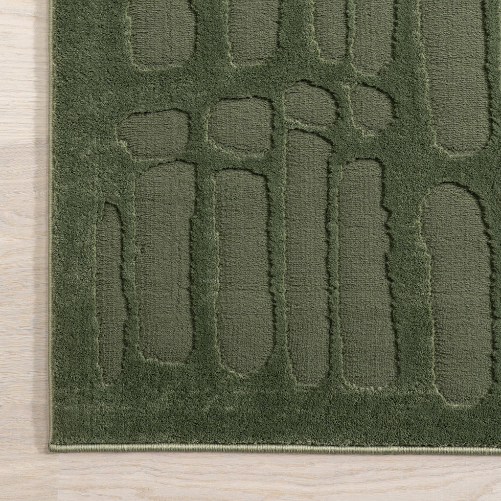 Summit Plush Textured Washable Rug | Forest Green