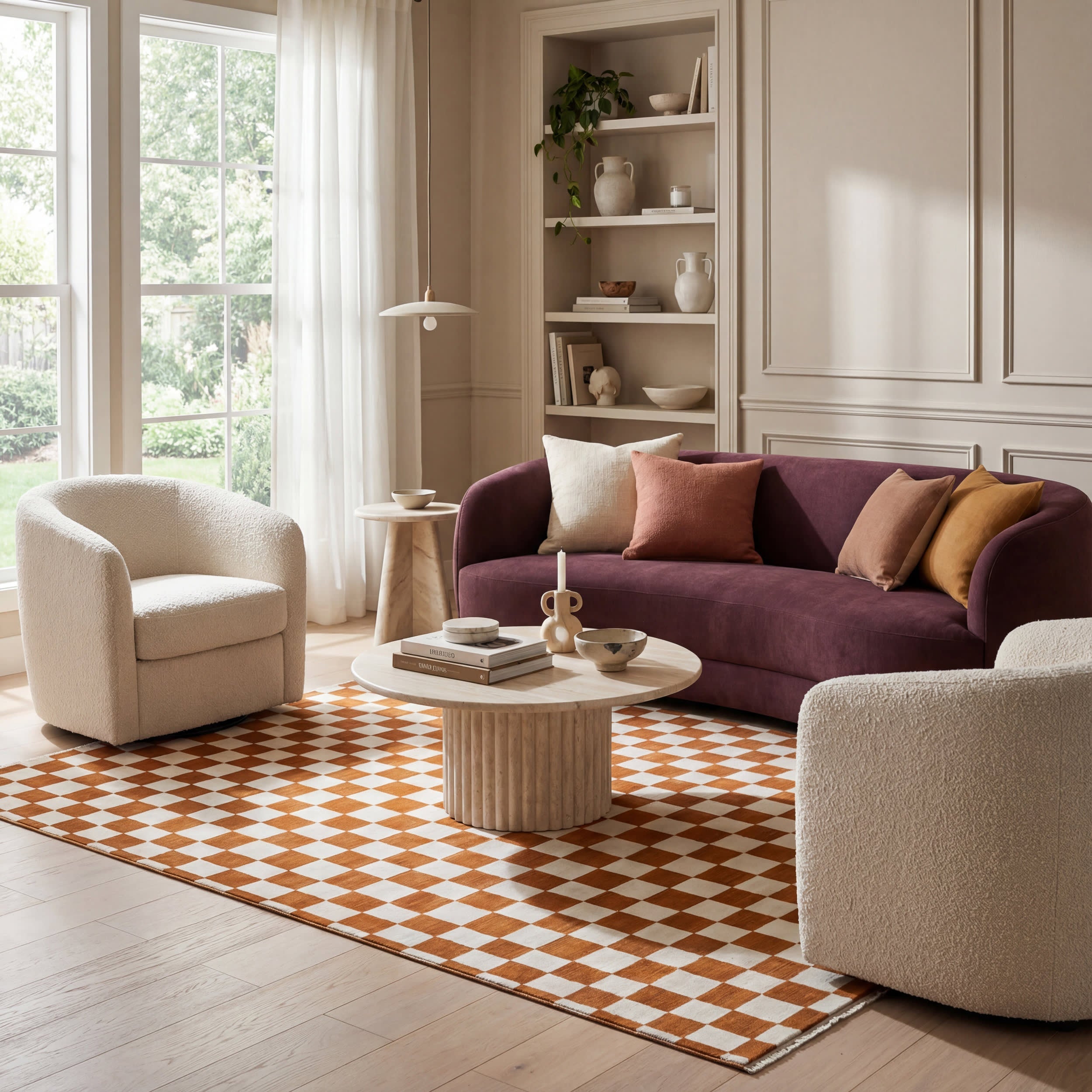 Rasali Checkered Box Rug | Orange Secondary image