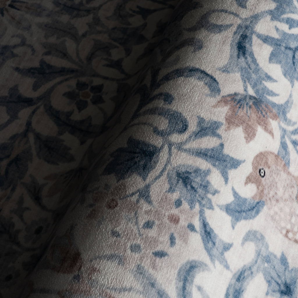 Mauri Bordered Floral and Paisley Washable Rug | Blue