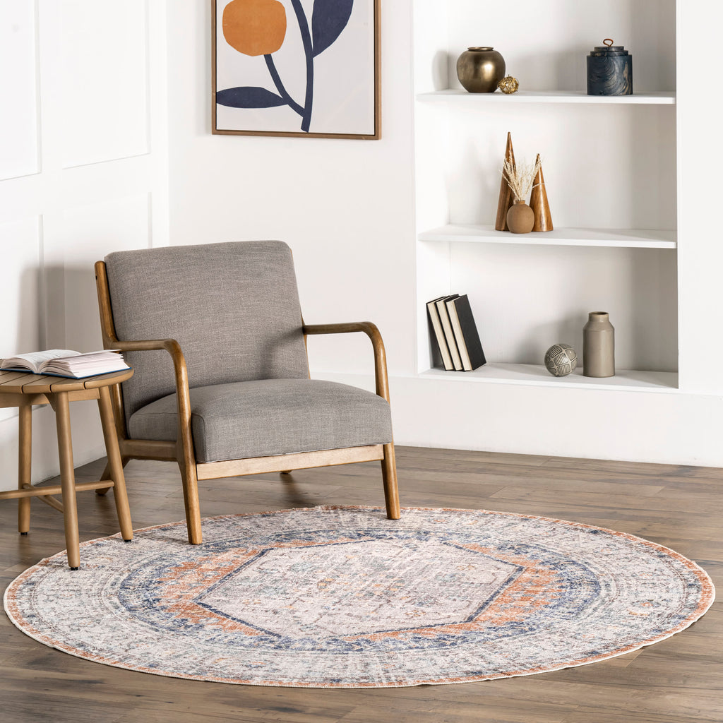 Vintage Medallion Washable Rug | Peach