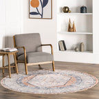 Vintage Medallion Washable Rug | Peach