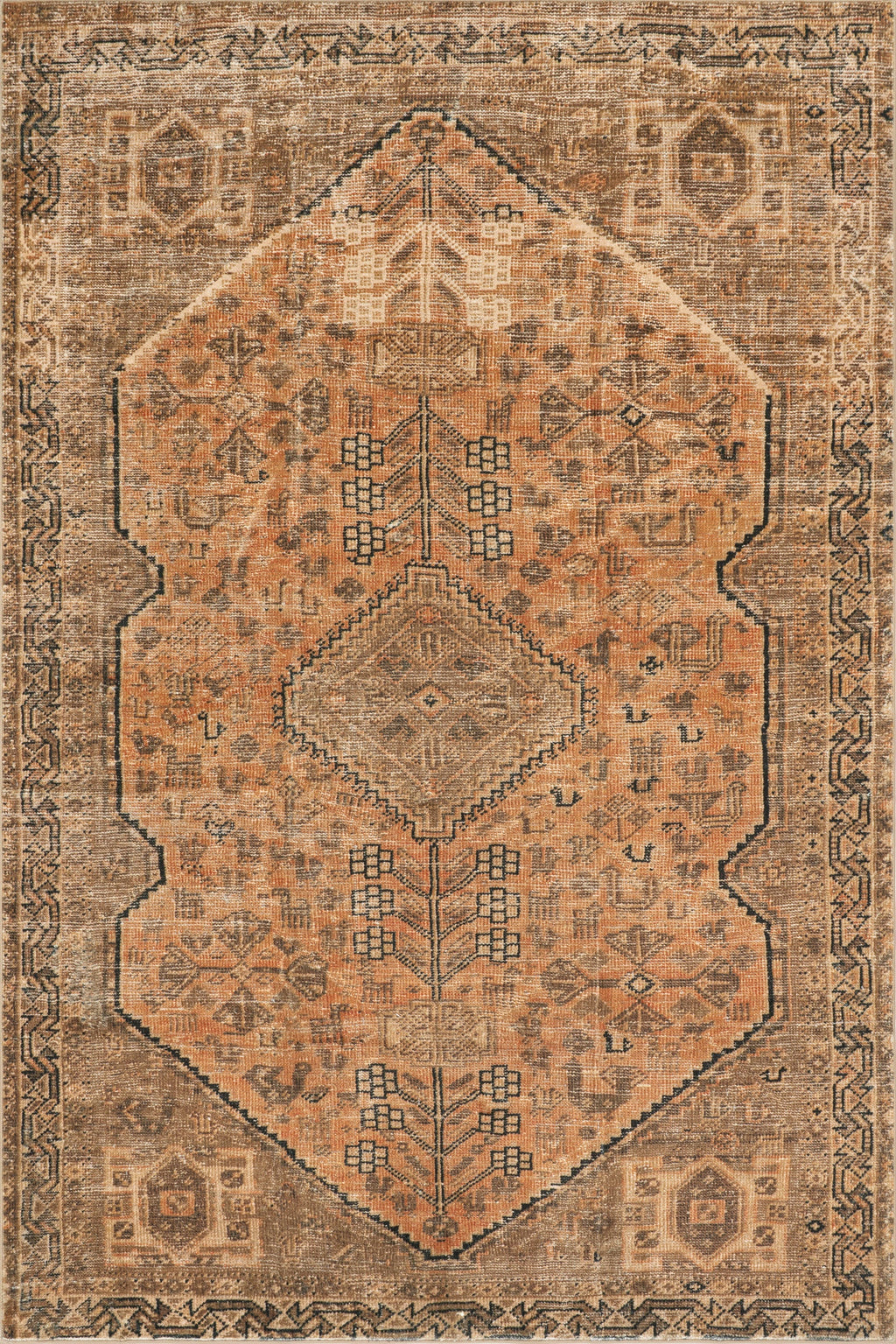 Marth Medallion Washable Rug | Brown