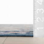 Mauri Bordered Floral and Paisley Washable Rug | Blue