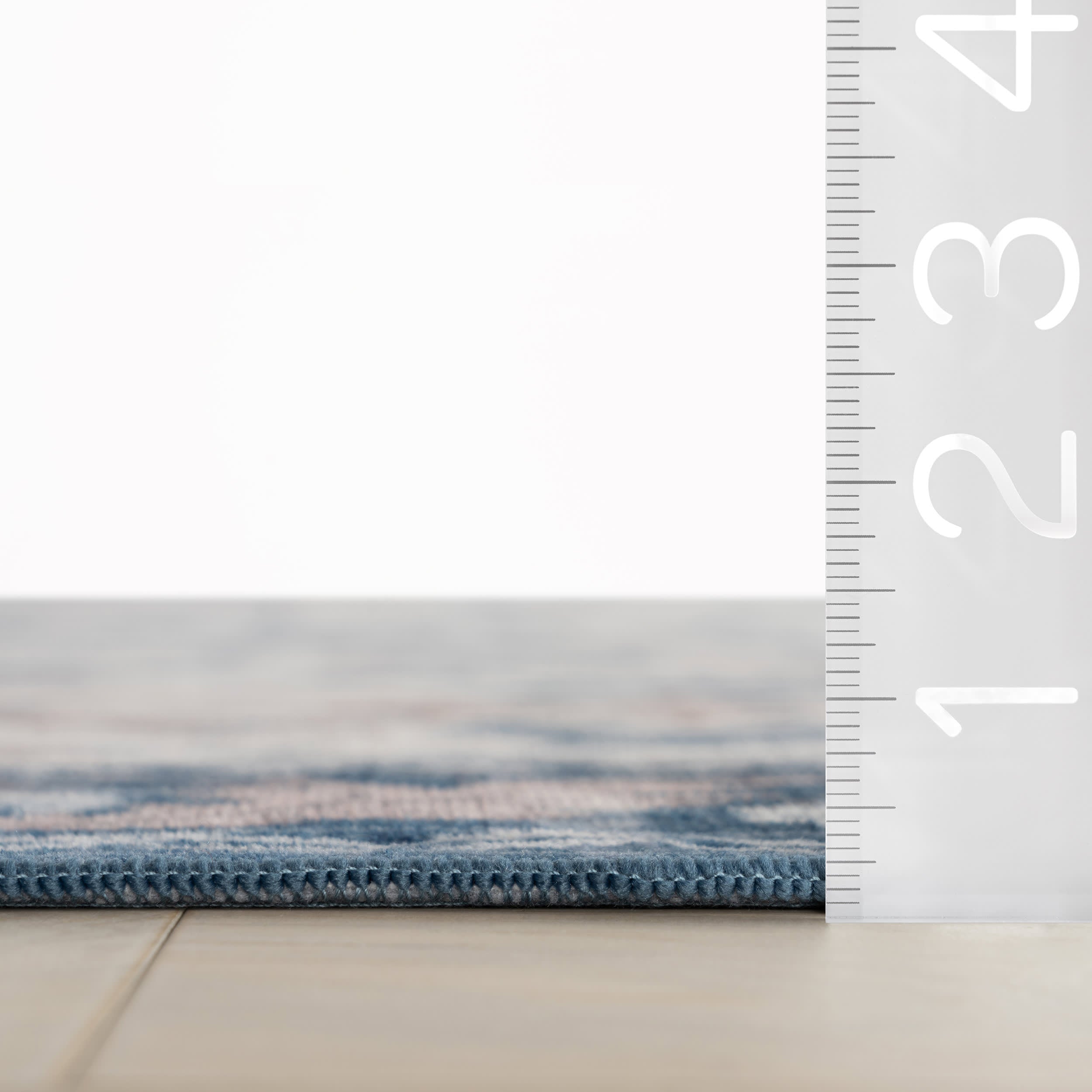 Mauri Bordered Floral and Paisley Washable Rug | Blue