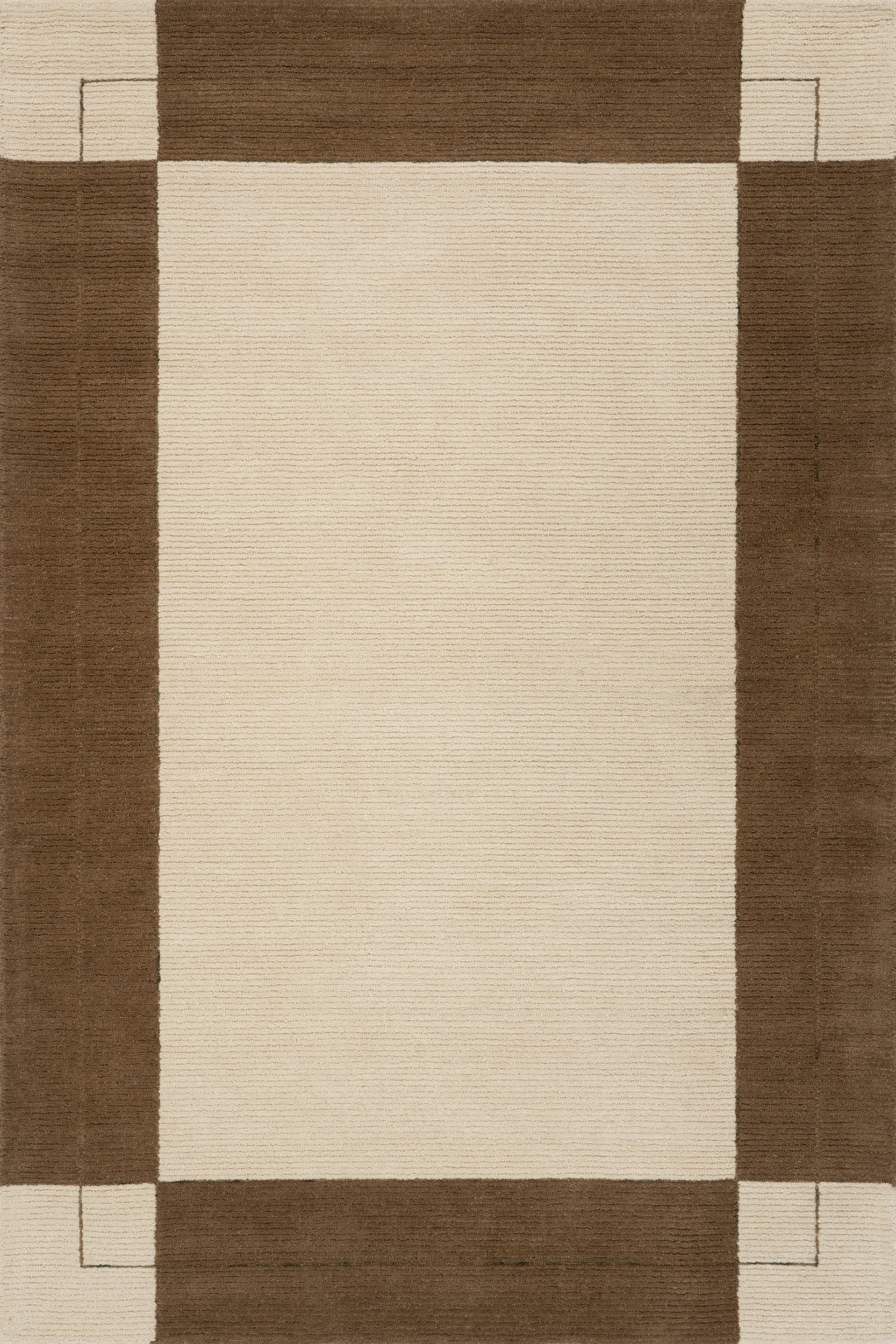 Caligo Mid Century Modern Bordered Rug | Brown