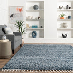 Shaded Shag With Tassels Rug | Blue