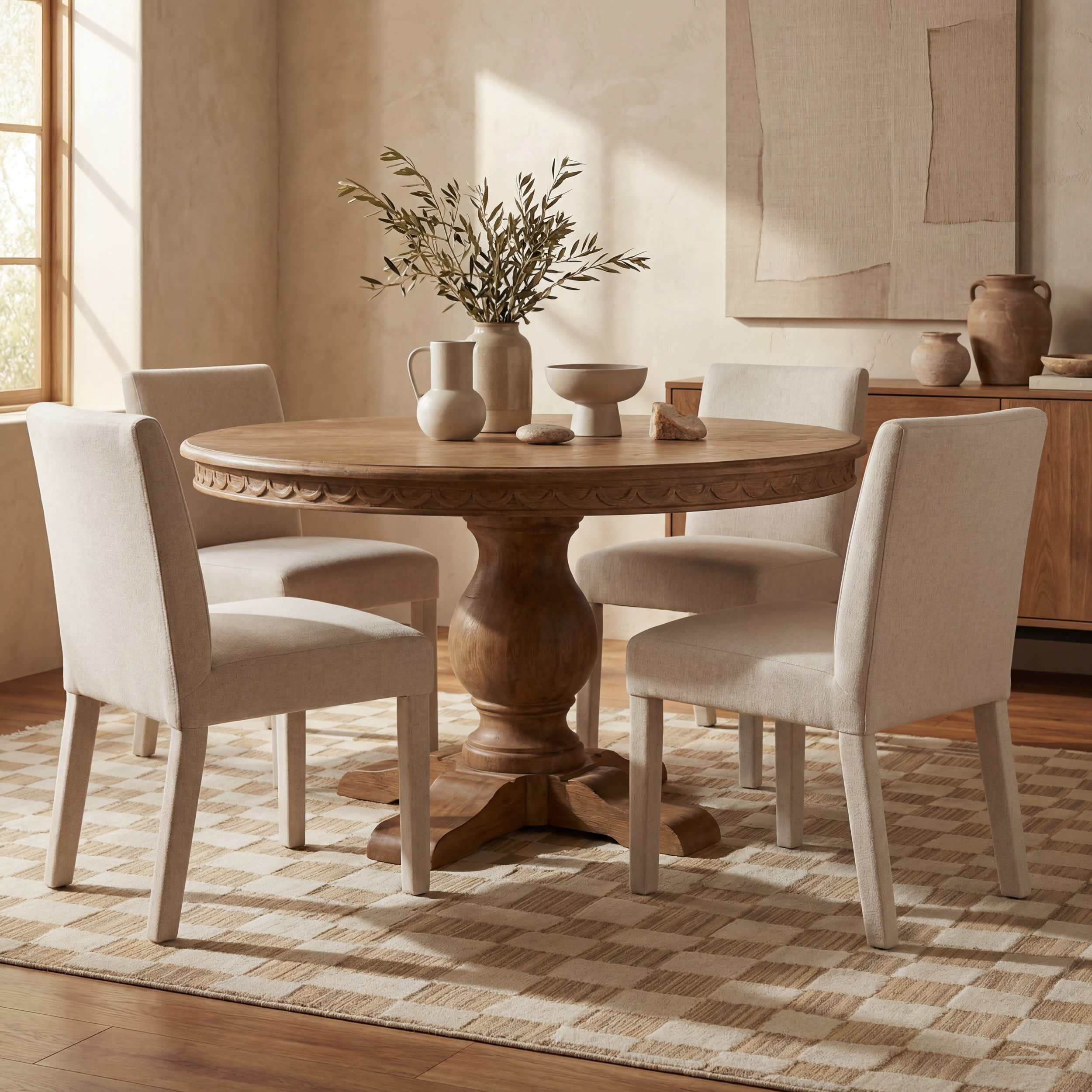 Rasali Checkered Box Rug | Beige
