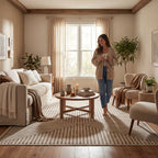 Revelyn Geometric Washable Rug | Brown