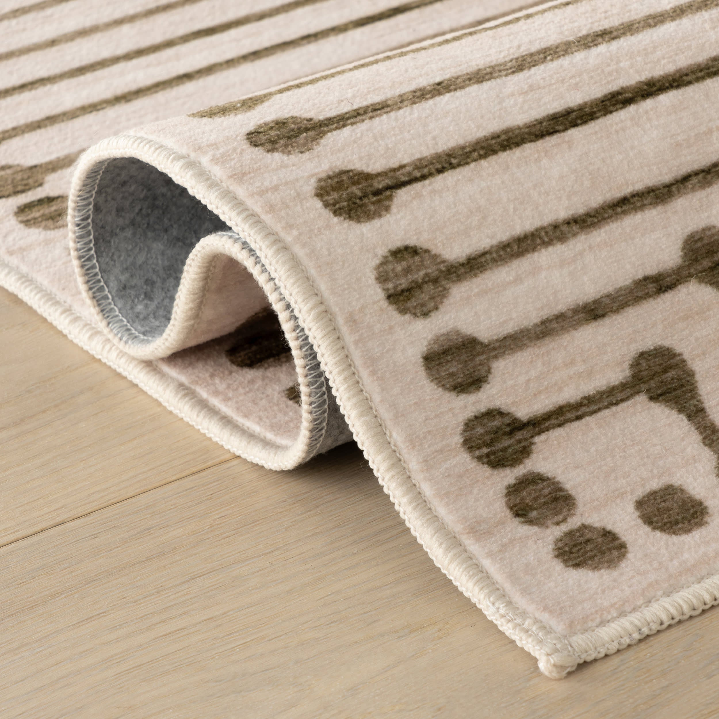 Revelyn Geometric Washable Rug | Brown