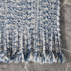 Ashen Braided Tassel Indoor/Outdoor Rug | Blue
