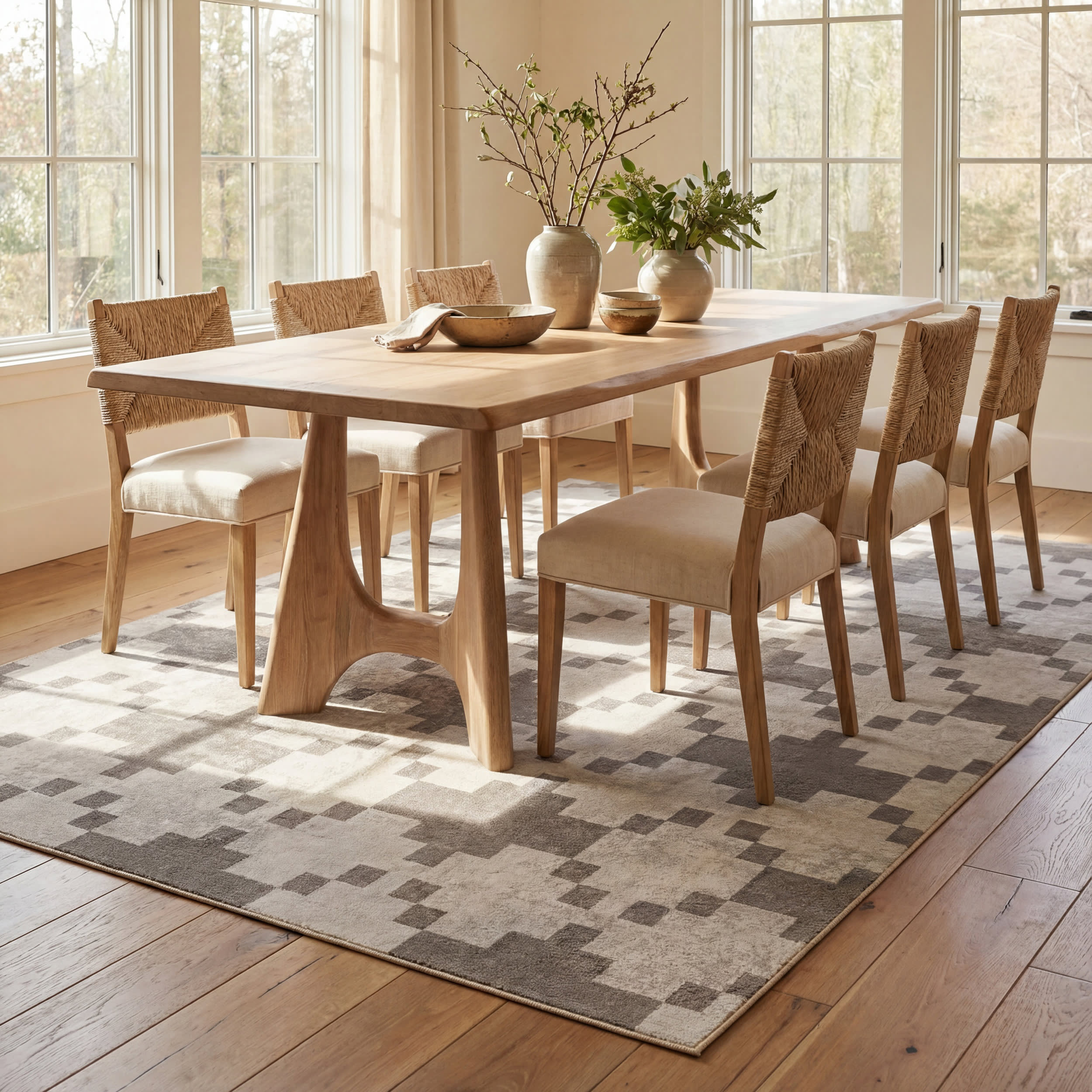Ziana Southwestern Geometric Washable Rug | Taupe Main image