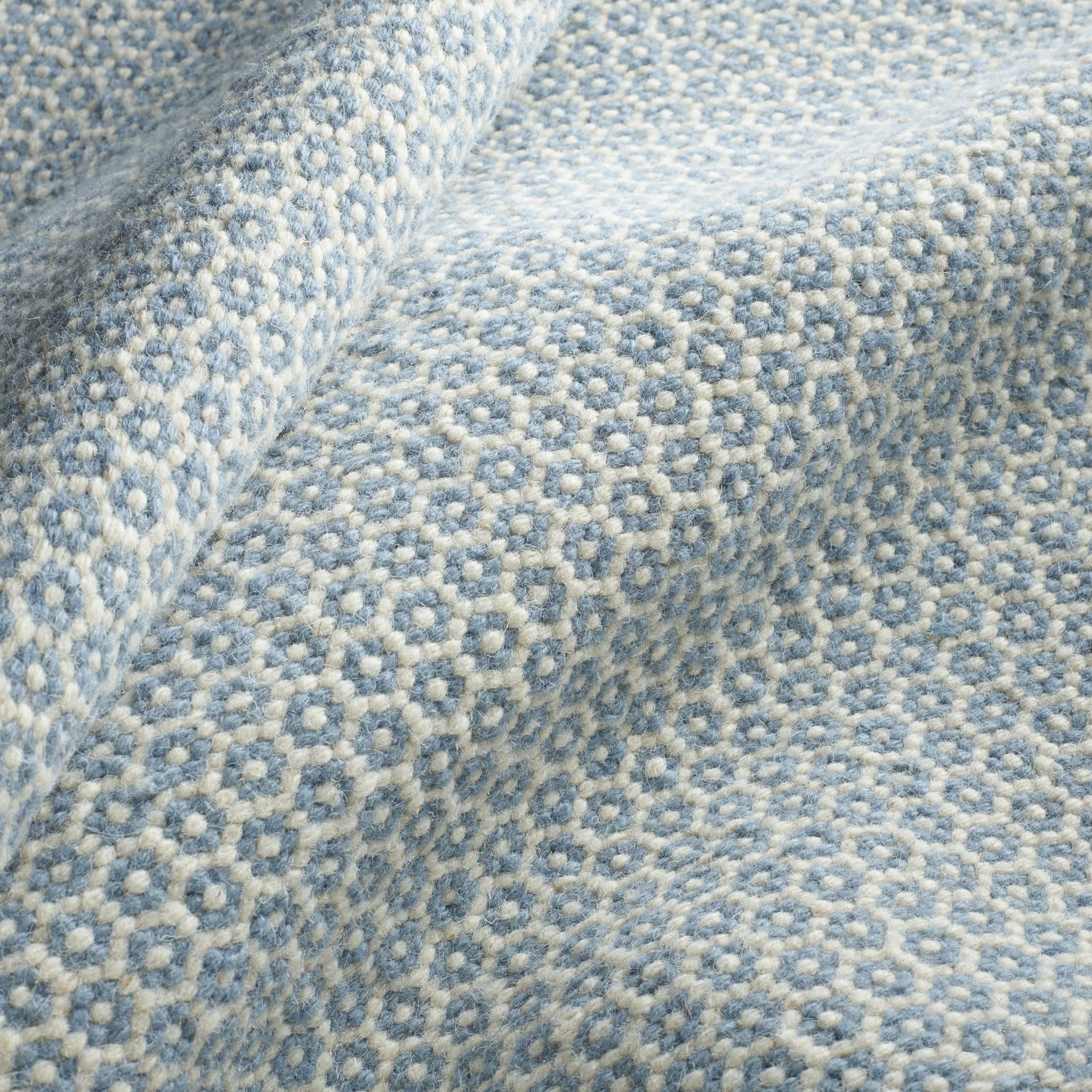 Honeycomb Handwoven Wool Rug | French Blue/Ivory
