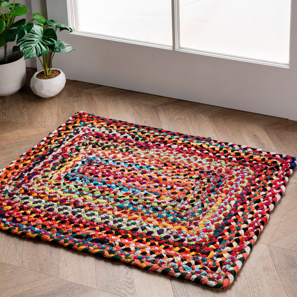 Bohemian Chindi Braided Rug | Multicolor
