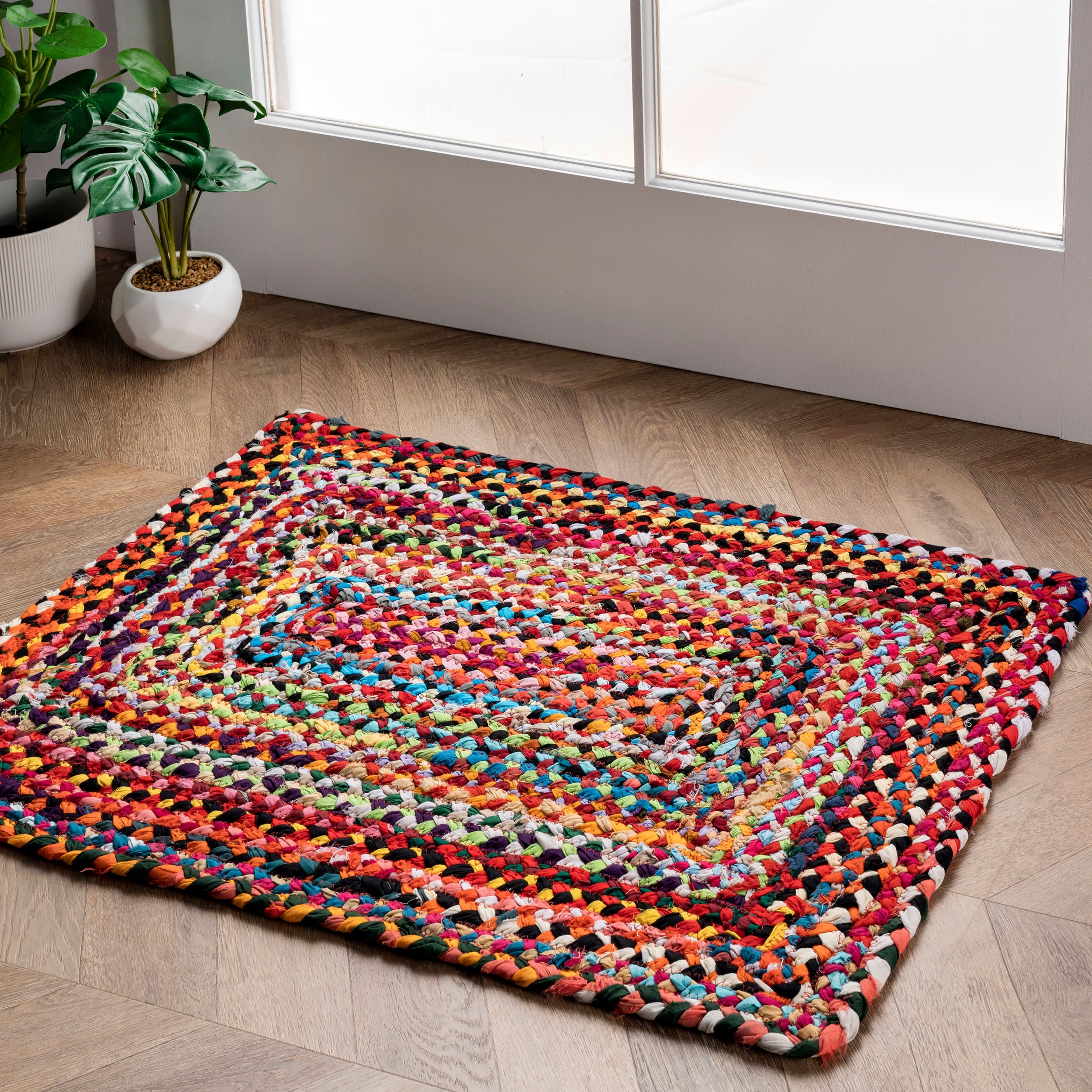 Bohemian Chindi Braided Rug | Multicolor