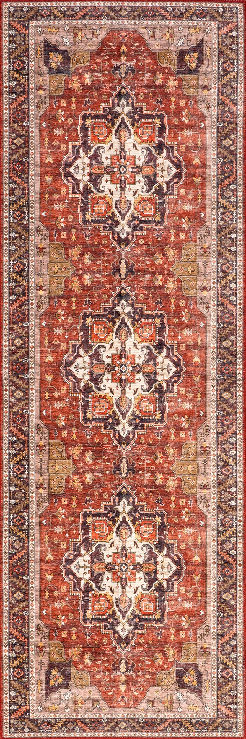 Soraya Spill Proof Washable Rug | Red Main image