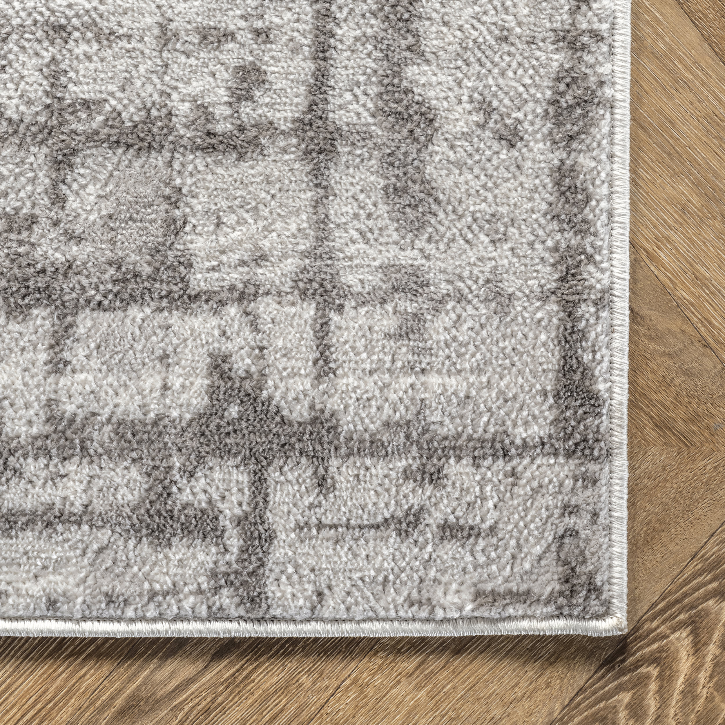 Aspen Distressed Crosshatch Rug | Light Grey