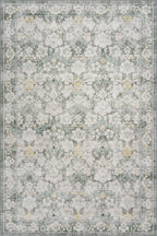 Kinice Traditional Floral Washable Rug | Grey