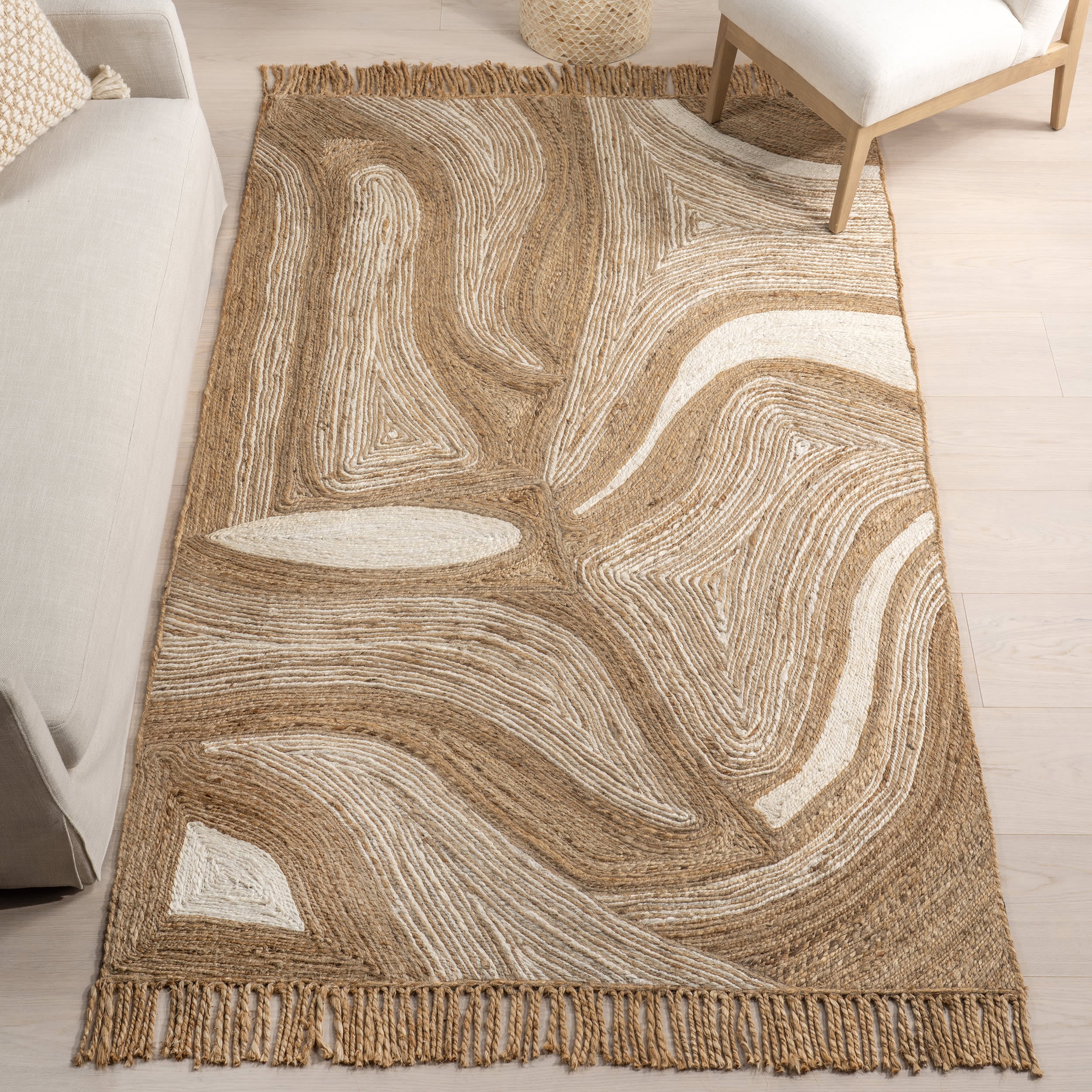 Tillie Marble Jute Tasseled Rug | Natural