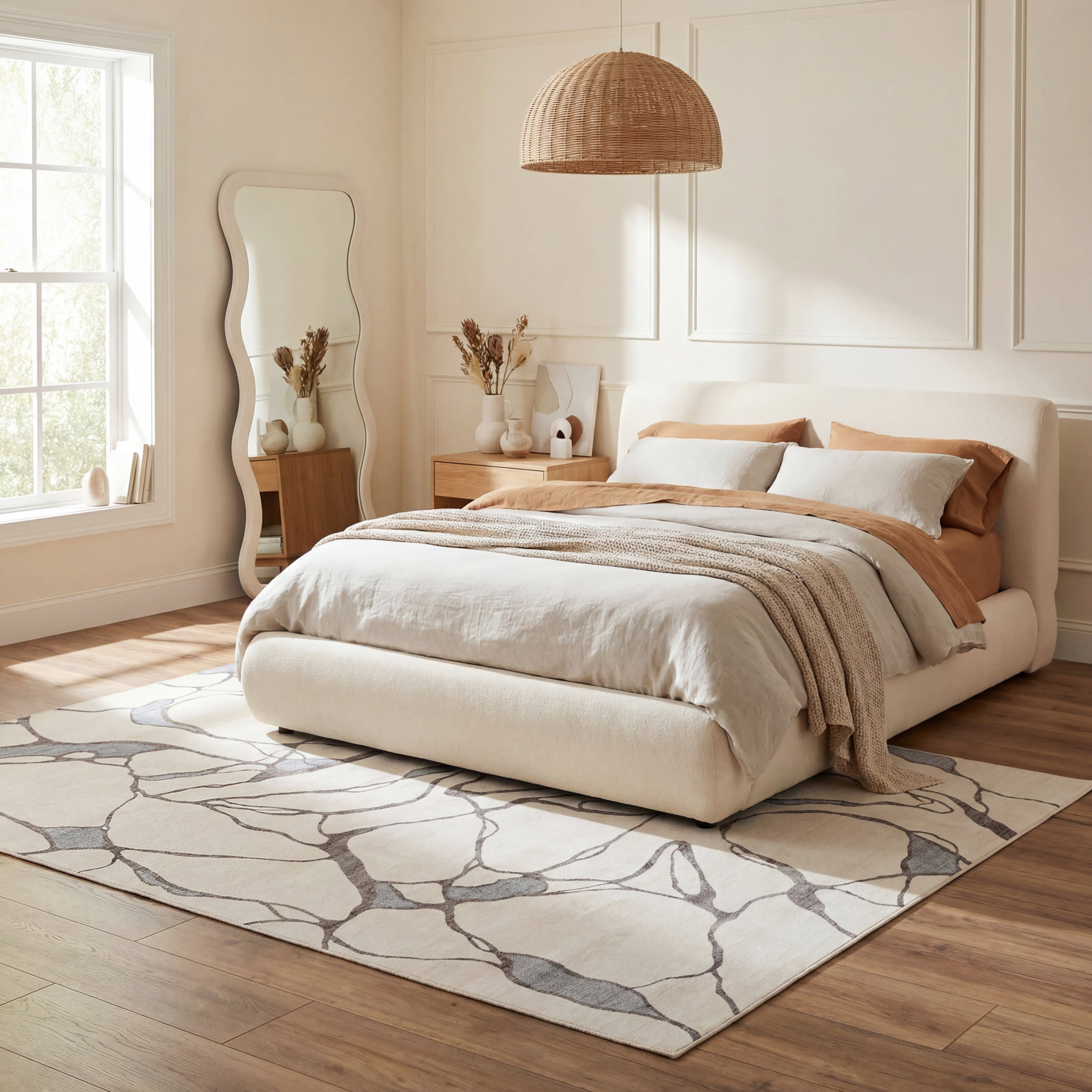 Lenis Abstract Washable Rug | Ivory