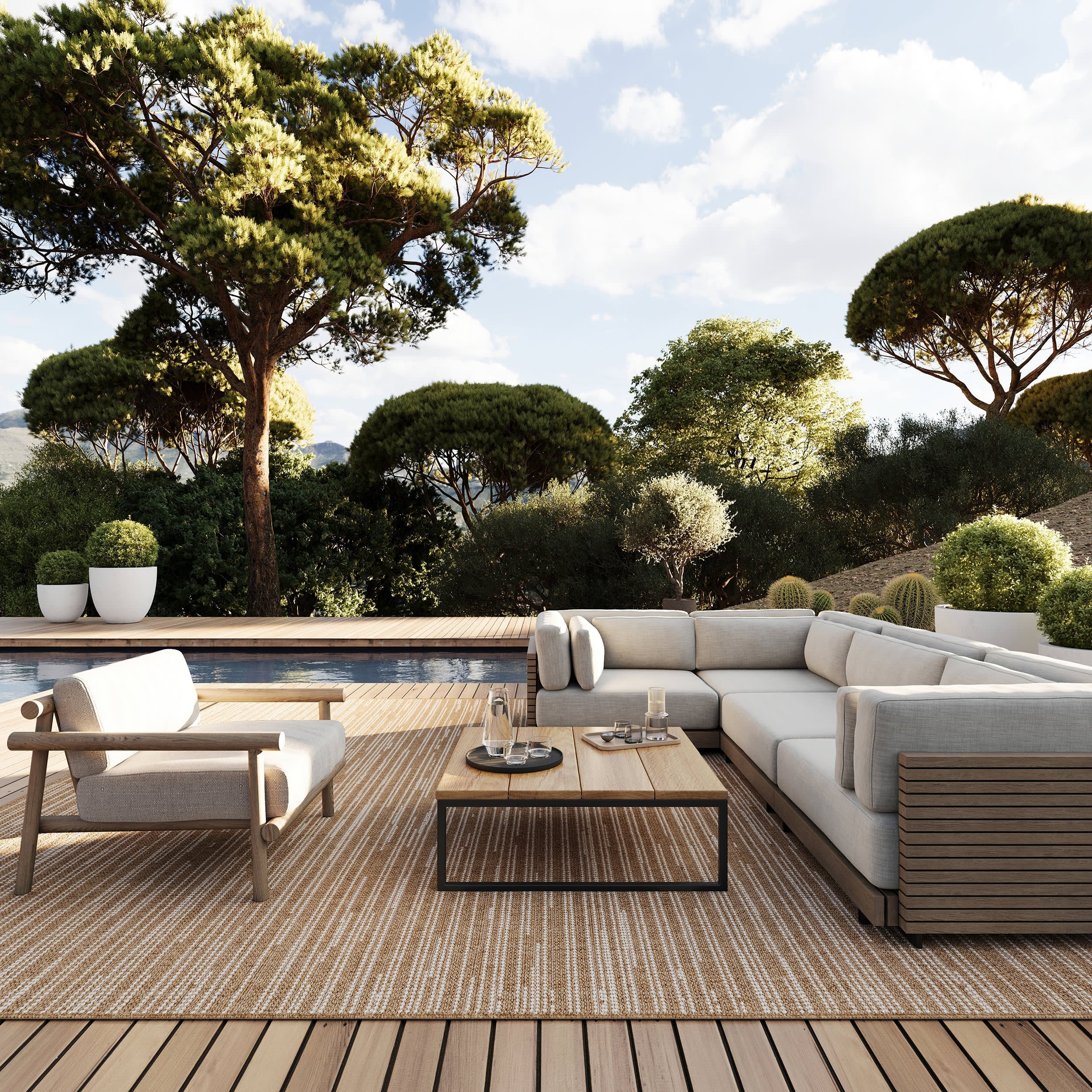 Dilara Transitional Abstract Indoor/Outdoor Rug | Natural Ivory Image secondaire du produit