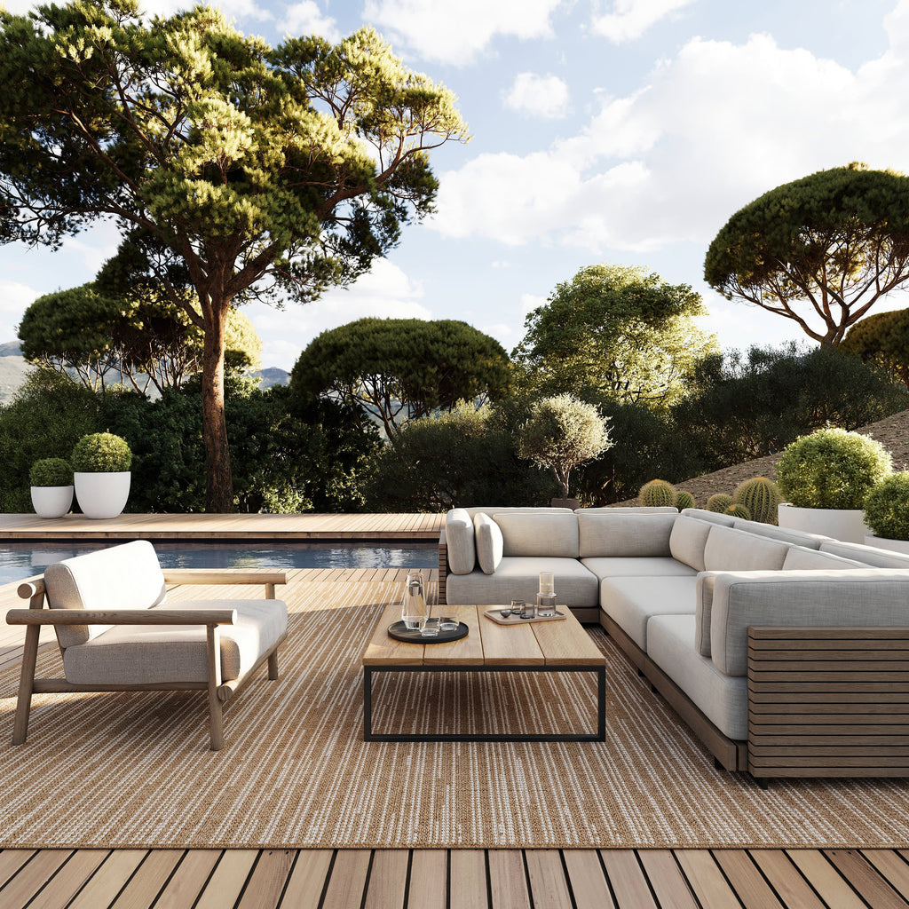 Dilara Transitional Abstract Indoor/Outdoor Rug | Natural Ivory