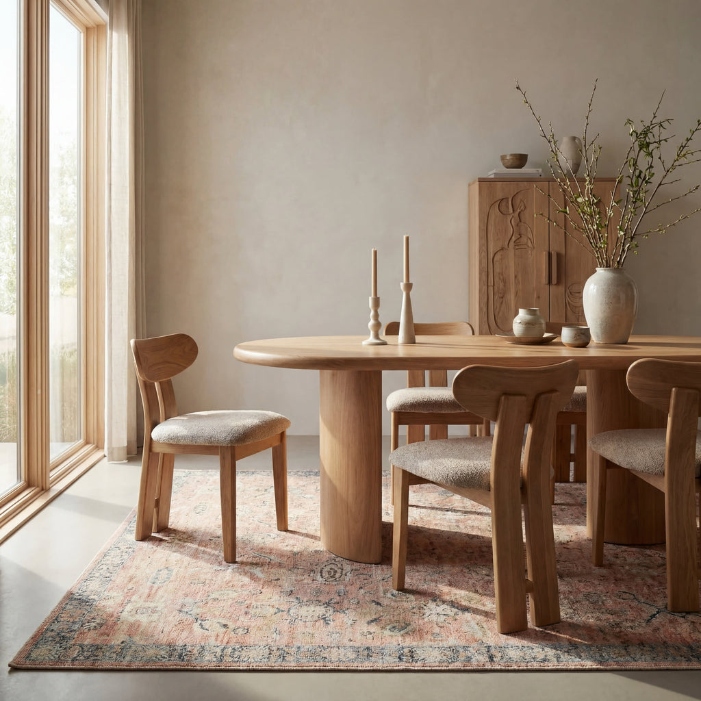Mirelda Traditional Bordered Washable Rug | Peach