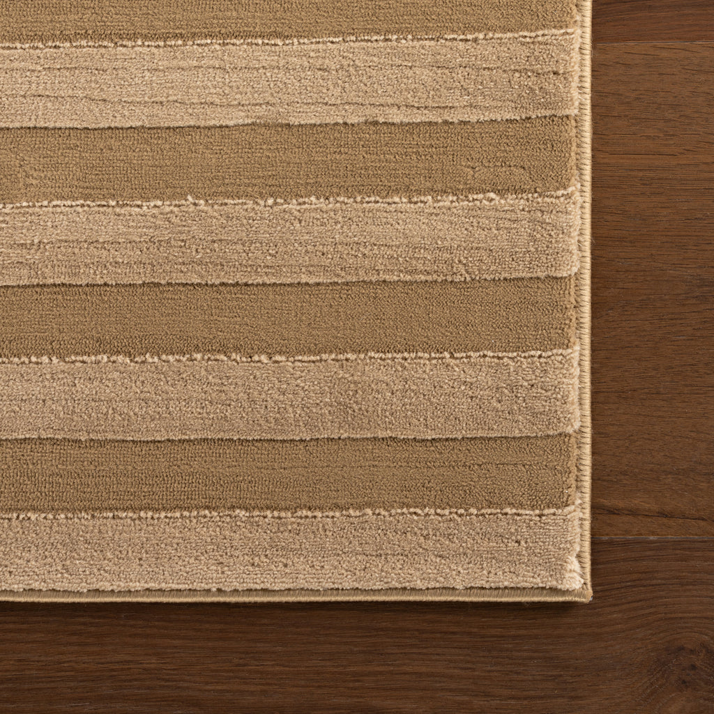 Syra Modern Striped Washable Rug | Tan