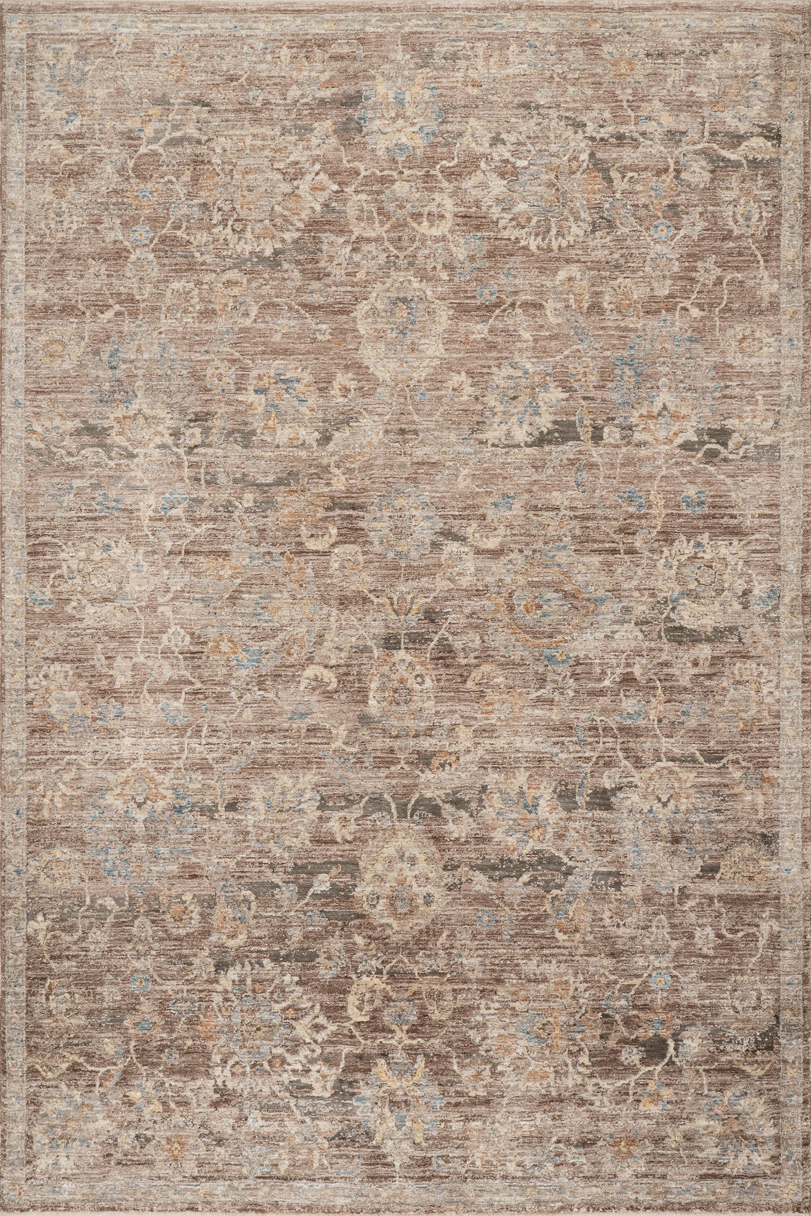 Halima Traditional Vintage Floral Rug | Brown Image principale du produit