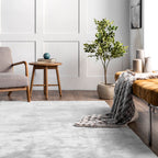 Washable Solid Shag Rug | Light Grey