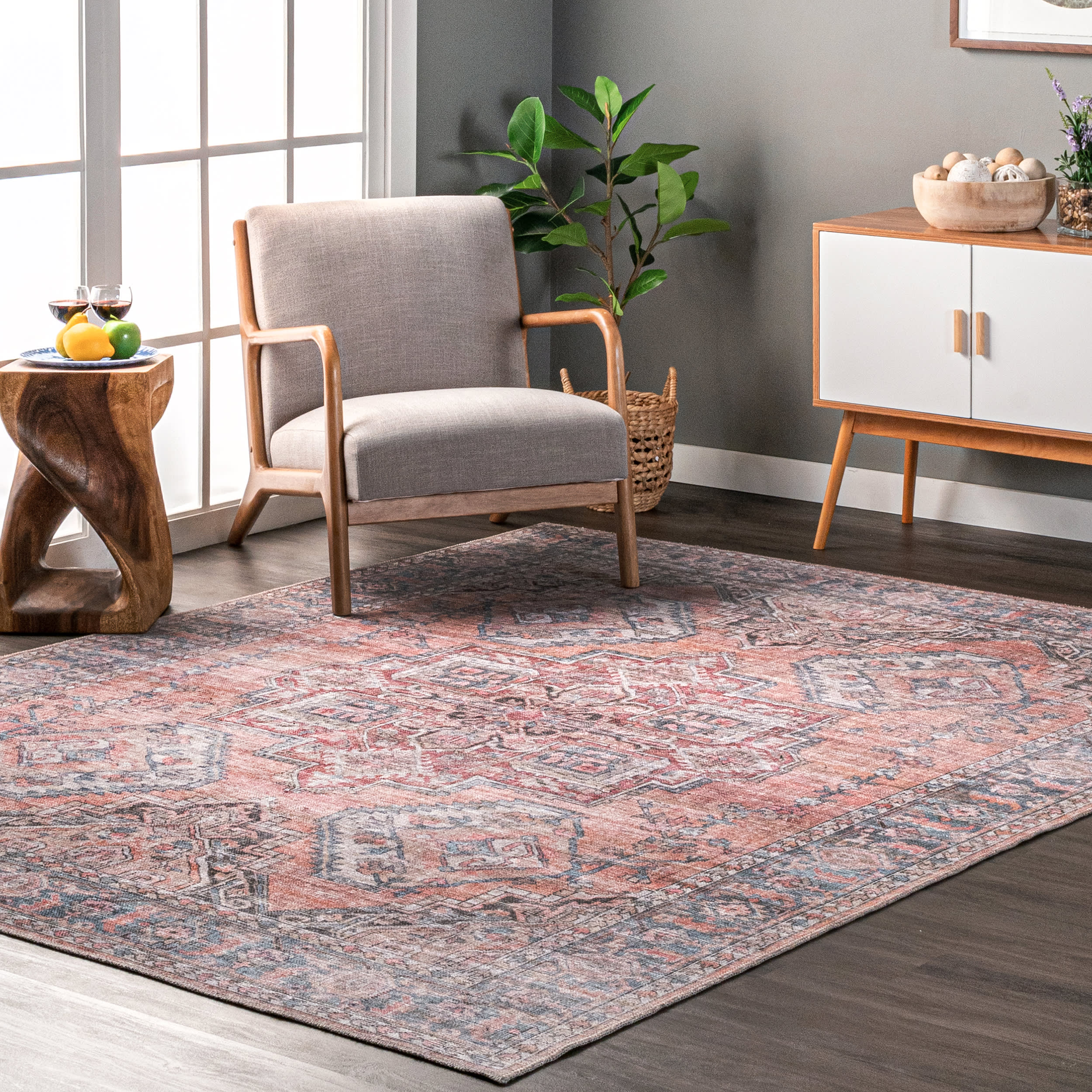 Bri Faded Washable Rug | Rust Secondary image