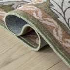 Mauri Bordered Floral and Paisley Washable Rug | Green