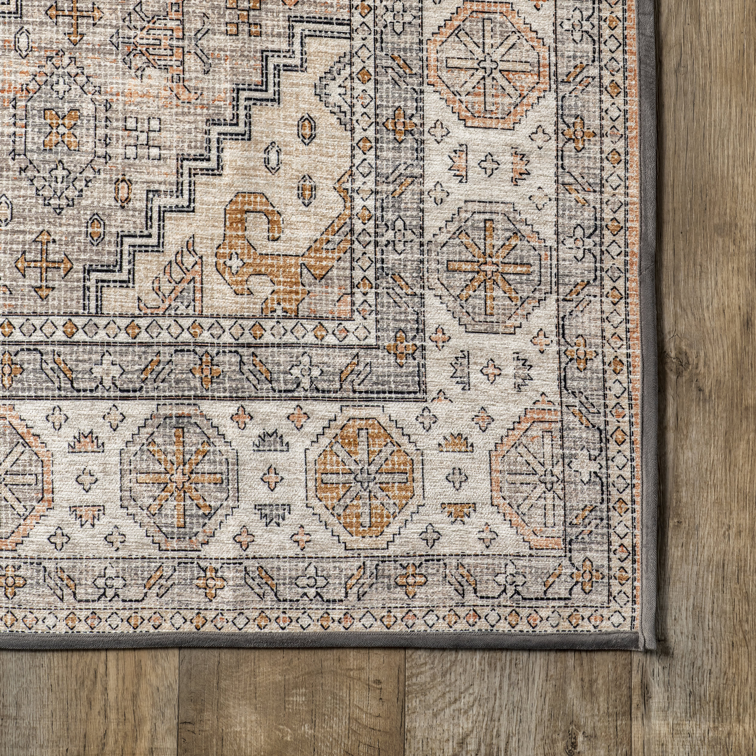 Amrata Washable Mosaic Rug | Peach
