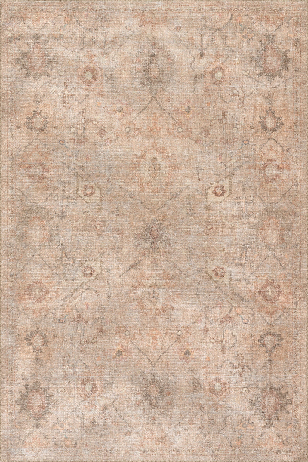 Partha Vintage & Distressed Washable Rug | Peach