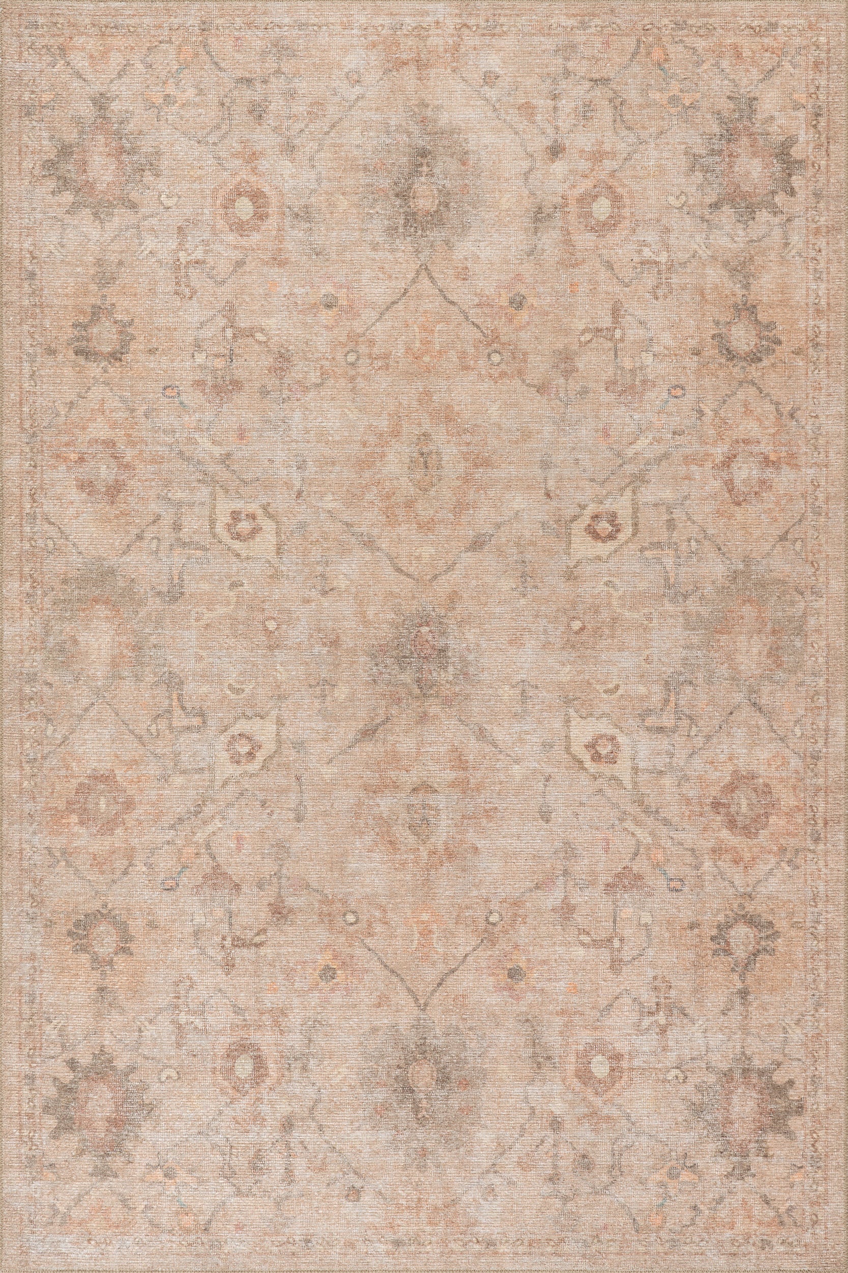 Partha Vintage & Distressed Washable Rug | Peach