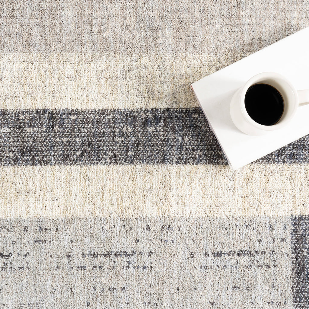 Karter Striped Trapezoid Rug | Light Grey